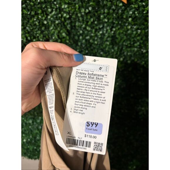 Lululemon Tan Softstreme Drapey Column Midi Skirt Womens XL NWT - Picture 4 of 4